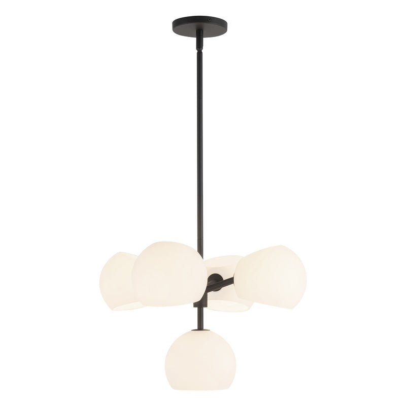 Kuzco Willow 18in 5-Light Chandelier | Modern Matte Black and Opal Glass | Dining Room & Living Room | 11.62 x 18 in | Model CH548518MBOP