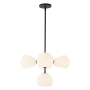 Kuzco Willow 18in 5-Light Chandelier | Modern Matte Black and Opal Glass | Dining Room & Living Room | 11.62 x 18 in | Model CH548518MBOP