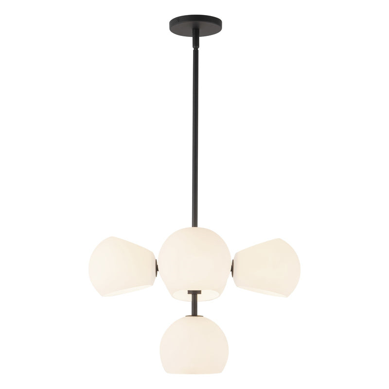 Kuzco Willow 18in 5-Light Chandelier | Modern Matte Black and Opal Glass | Dining Room & Living Room | 11.62 x 18 in | Model CH548518MBOP