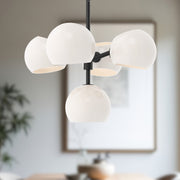 Kuzco Willow 18in 5-Light Chandelier | Modern Matte Black and Opal Glass | Dining Room & Living Room | 11.62 x 18 in | Model CH548518MBOP