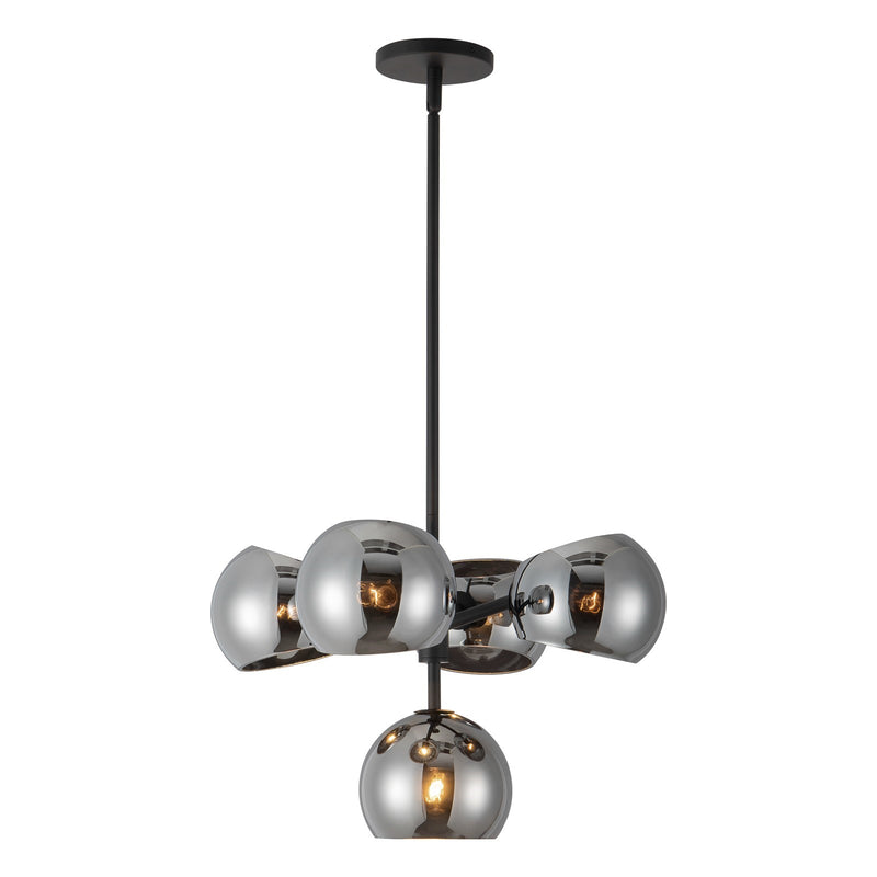 Kuzco Willow 18in 5-Light Chandelier | Modern Matte Black and Smoked Glass | Dining Room & Living Room | 18 x 18 x 11 in | Model CH548518MBSM