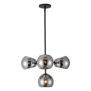 Kuzco Willow 18in 5-Light Chandelier | Modern Matte Black and Smoked Glass | Dining Room & Living Room | 18 x 18 x 11 in | Model CH548518MBSM