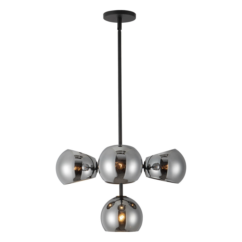 Kuzco Willow 18in 5-Light Chandelier | Modern Matte Black and Smoked Glass | Dining Room & Living Room | 18 x 18 x 11 in | Model CH548518MBSM