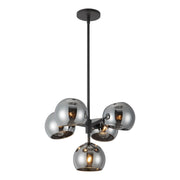 Kuzco Willow 18in 5-Light Chandelier | Modern Matte Black and Smoked Glass | Dining Room & Living Room | 18 x 18 x 11 in | Model CH548518MBSM