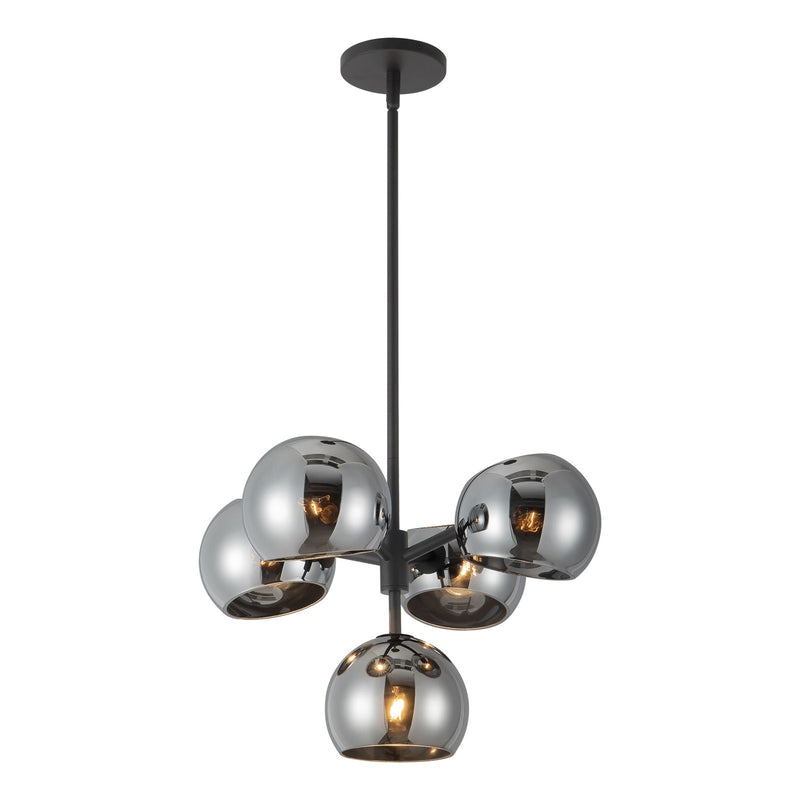 Kuzco Willow 18in 5-Light Chandelier | Modern Matte Black and Smoked Glass | Dining Room & Living Room | 18 x 18 x 11 in | Model CH548518MBSM