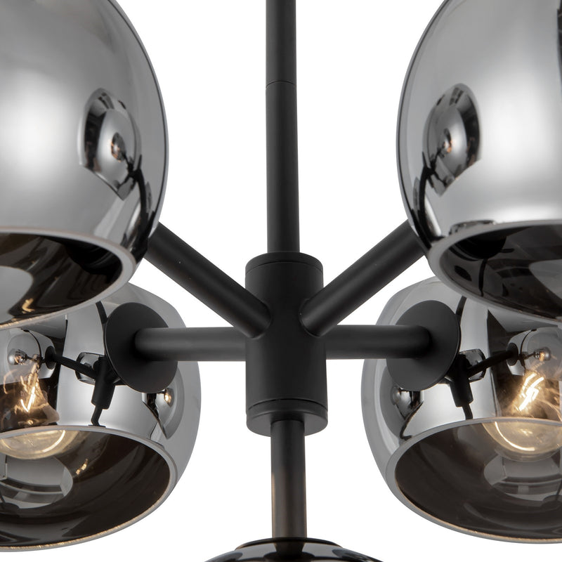 Kuzco Willow 18in 5-Light Chandelier | Modern Matte Black and Smoked Glass | Dining Room & Living Room | 18 x 18 x 11 in | Model CH548518MBSM