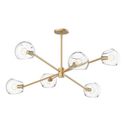 Alora Mood Willow 37in 6-Light Chandelier | Modern Brushed Gold and Clear Glass | Dining Room & Living Room | 37 x 37 x 13 in | Model CH548637BGCL