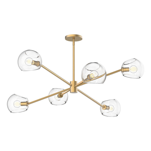 Alora Mood Willow 37in 6-Light Chandelier | Modern Brushed Gold and Clear Glass | Dining Room & Living Room | 37 x 37 x 13 in | Model CH548637BGCL
