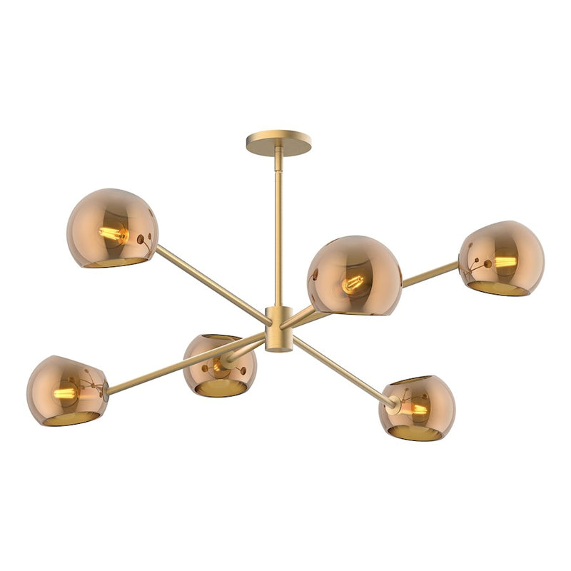 Kuzco Willow 37in 6-Light Chandelier | Modern Brushed Gold and Copper Glass | Dining Room & Living Room | 13in H, 37in Dia, E12 | Model CH548637BGCP