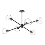 Kuzco Willow 37in 6-Light Chandelier | Matte Black Steel and Clear Glass | Dining Room & Living Room | 37 x 13 in | Model CH548637MBCL