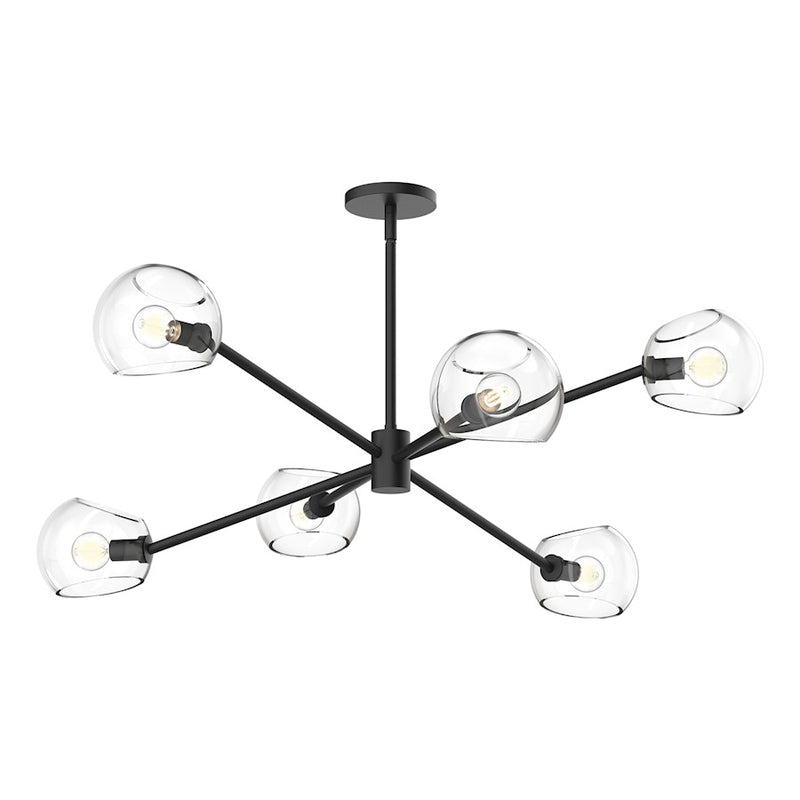 Kuzco Willow 37in 6-Light Chandelier | Matte Black Steel and Clear Glass | Dining Room & Living Room | 37 x 13 in | Model CH548637MBCL