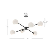 Kuzco Willow 37in 6-Light Chandelier | Matte Black Steel and Clear Glass | Dining Room & Living Room | 37 x 13 in | Model CH548637MBCL