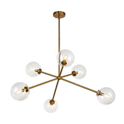 Kuzco Cassia 40in 6-Light Chandelier | Mid-Century Aged Brass Steel and Clear Glass | Dining Room & Living Room | 40 x 40 x 16 in | Model CH549640AGCL