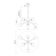Kuzco Cassia 40in 6-Light Chandelier | Mid-Century Aged Brass Steel and Clear Glass | Dining Room & Living Room | 40 x 40 x 16 in | Model CH549640AGCL