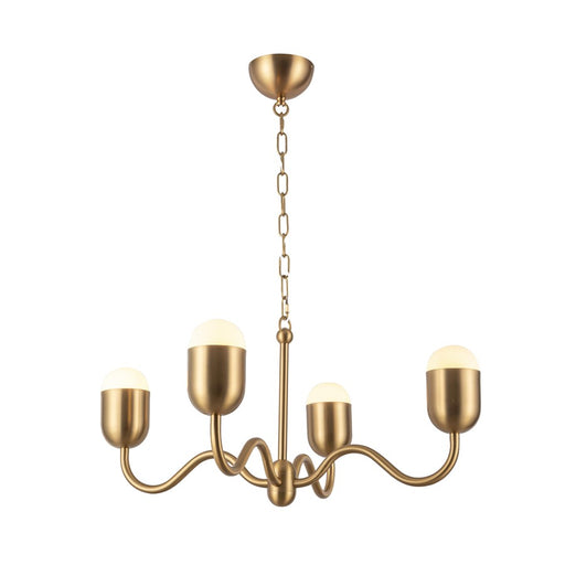 Kuzco Effie 27" Socket Chandelier, Brushed Gold/Opal Glass