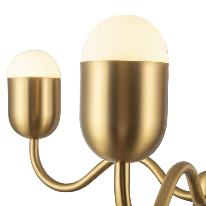 Kuzco Effie 27" Socket Chandelier, Brushed Gold/Opal Glass