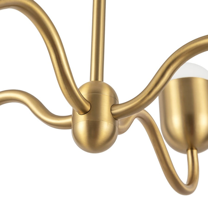 Kuzco Effie 27" Socket Chandelier, Brushed Gold/Opal Glass