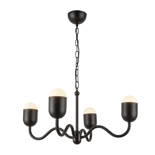 Kuzco Effie 27" Socket Chandelier, Matte Black/Opal Glass