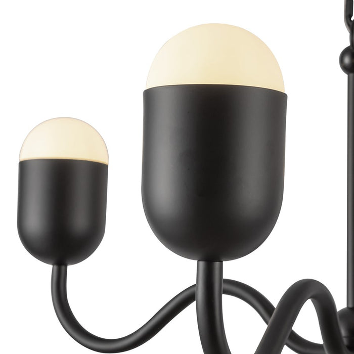 Kuzco Effie 27" Socket Chandelier, Matte Black/Opal Glass