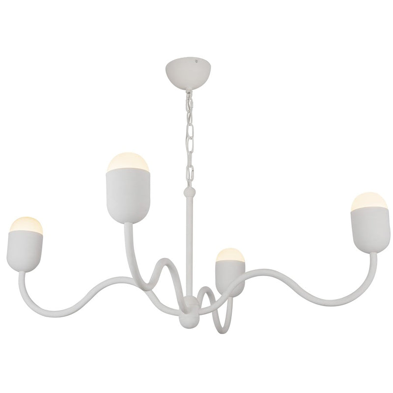 Kuzco Effie 39" Socket Chandelier, Antique White/Opal Glass