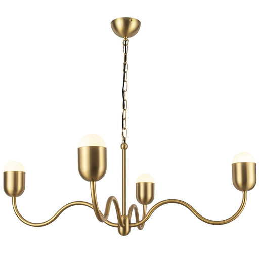 Kuzco Effie 39" Socket Chandelier, Brushed Gold/Opal Glass