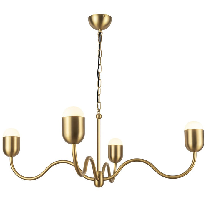 Kuzco Effie 39" Socket Chandelier, Brushed Gold/Opal Glass