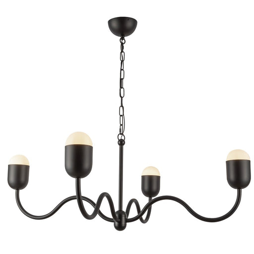 Kuzco Effie 39" Socket Chandelier, Matte Black/Opal Glass