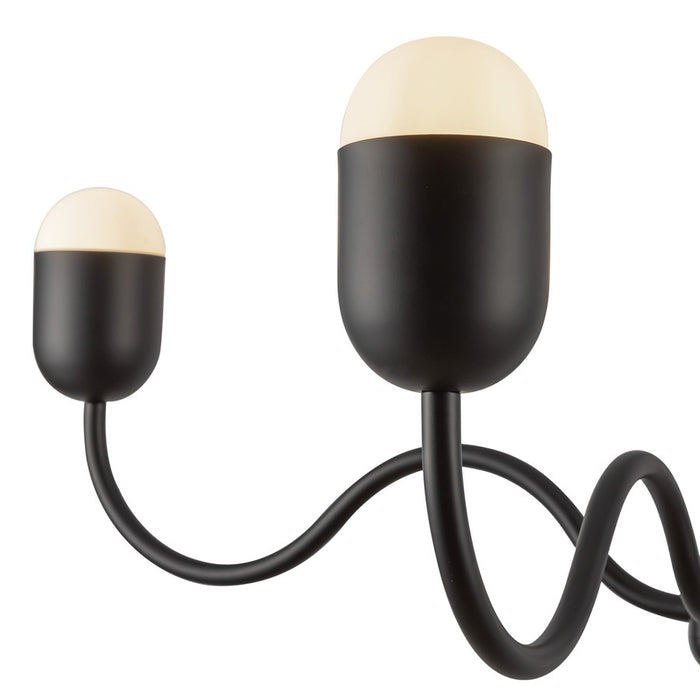 Kuzco Effie 39" Socket Chandelier, Matte Black/Opal Glass