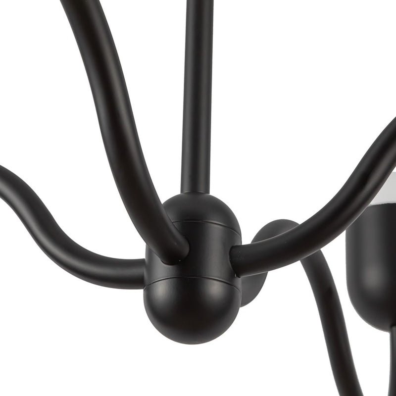 Kuzco Effie 39" Socket Chandelier, Matte Black/Opal Glass