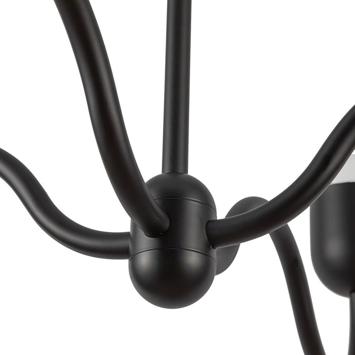 Kuzco Effie 39" Socket Chandelier, Matte Black/Opal Glass