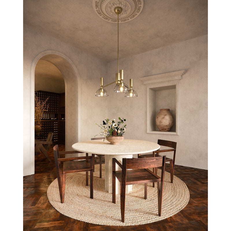 Kuzco Jude 38in 3-Light Chandelier | Modern Brushed Gold Metal and Clear Glass | Dining Room & Living Room | 38.12 x 14.38 in | Model CH563335BGCL