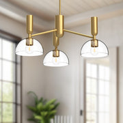 Kuzco Jude 38in 3-Light Chandelier | Modern Brushed Gold Metal and Clear Glass | Dining Room & Living Room | 38.12 x 14.38 in | Model CH563335BGCL