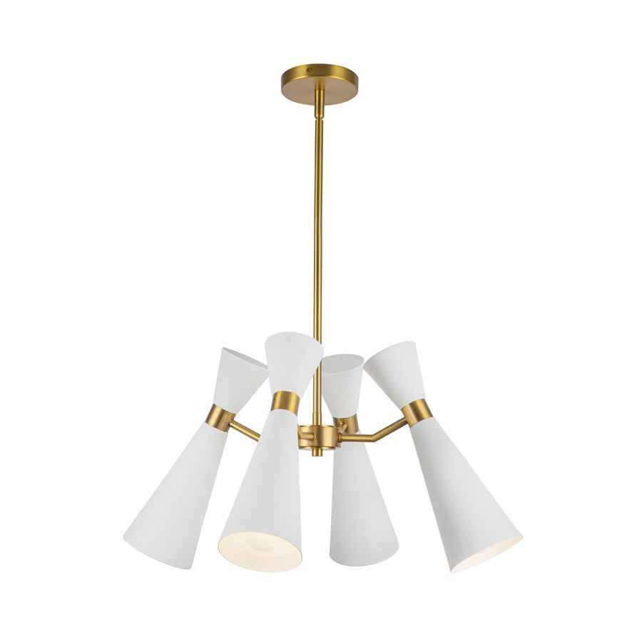 Kuzco Blake 24" Socket Chandelier, White/Aged Gold/Steel Shade - CH574424WHAG