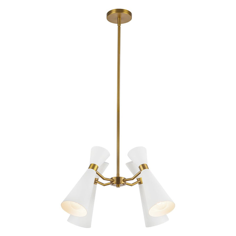 Kuzco Blake 24" Socket Chandelier, White/Aged Gold/Steel Shade