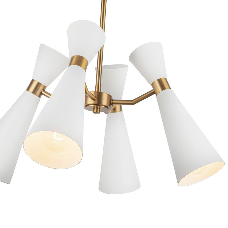 Kuzco Blake 24" Socket Chandelier, White/Aged Gold/Steel Shade