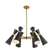 Kuzco Blake 32" Socket Chandelier, Black/Aged Gold/Steel Shade - CH574632MBAG