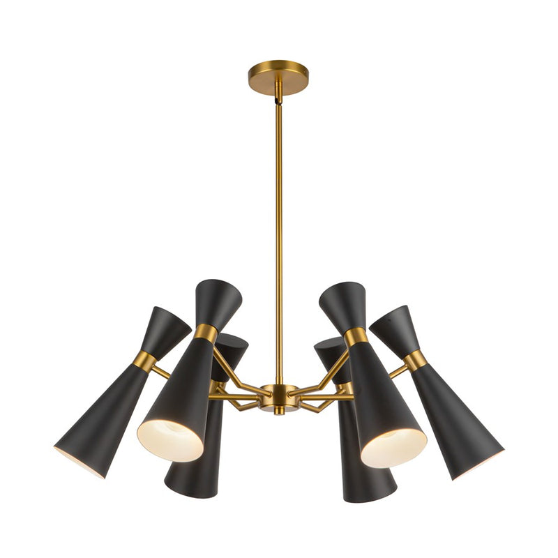 Kuzco Blake 32" Socket Chandelier, Black/Aged Gold/Steel Shade - CH574632MBAG