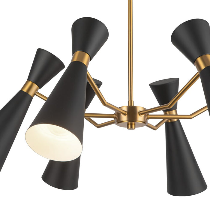 Kuzco Blake 32" Socket Chandelier, Black/Aged Gold/Steel Shade