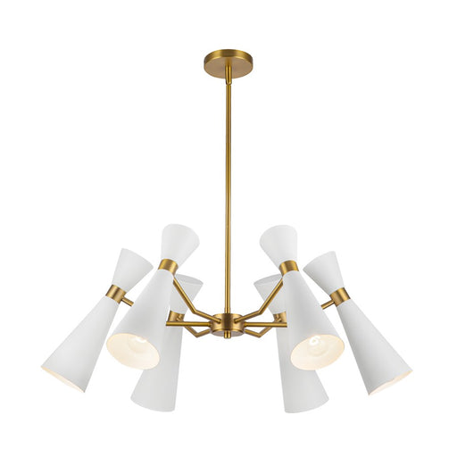 Kuzco Blake 32" Socket Chandelier, White/Aged Gold/Steel Shade - CH574632WHAG