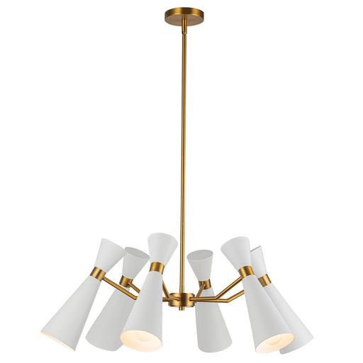 Kuzco Blake 32" Socket Chandelier, White/Aged Gold/Steel Shade