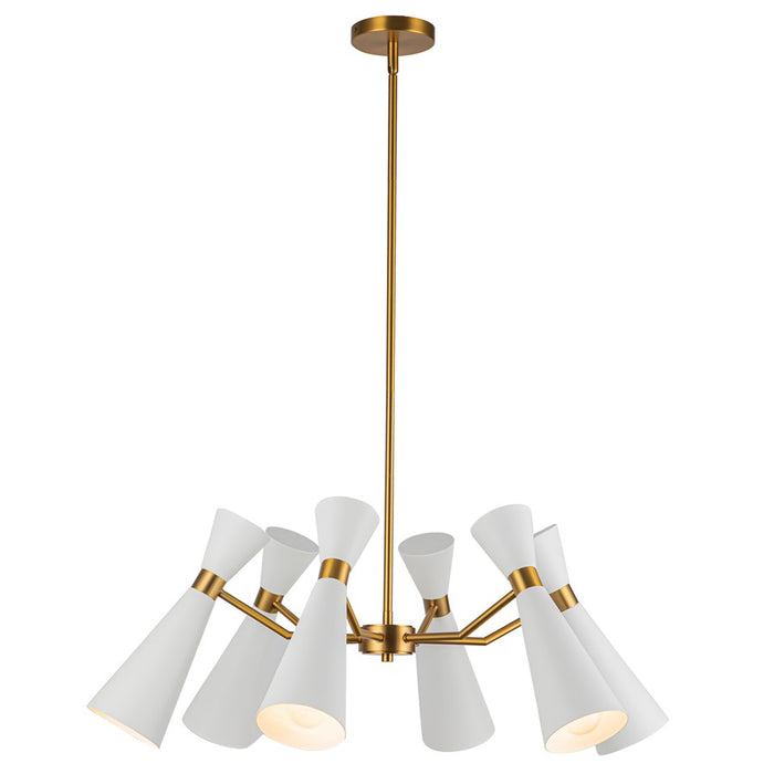 Kuzco Blake 32" Socket Chandelier, White/Aged Gold/Steel Shade