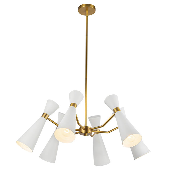 Kuzco Blake 32" Socket Chandelier, White/Aged Gold/Steel Shade