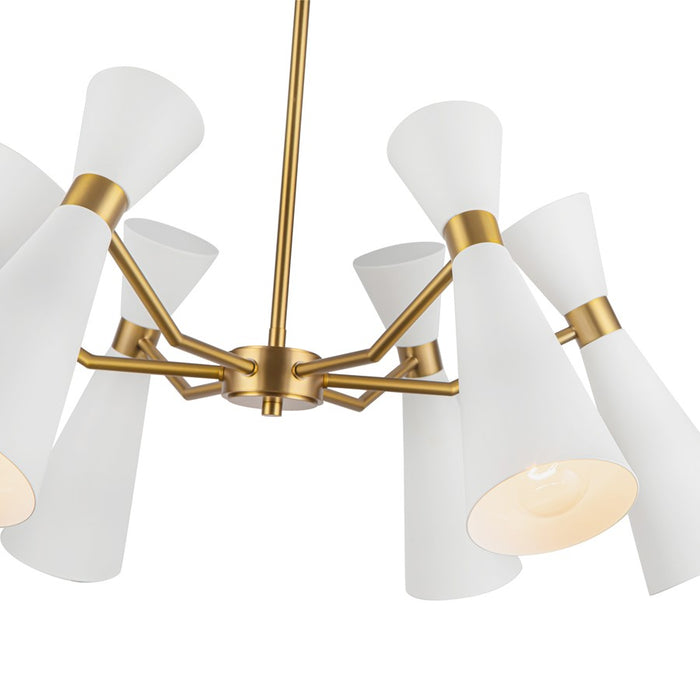 Kuzco Blake 32" Socket Chandelier, White/Aged Gold/Steel Shade