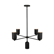 Kuzco Nola 31in 5-Light Chandelier | Modern Black Steel and Metal Shades | Dining Room & Living Room | 16.25 in H x 30.62 in Dia | Model CH57731-BK