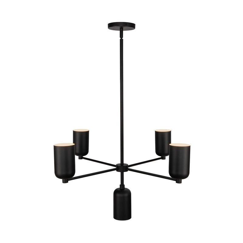 Kuzco Nola 31in 5-Light Chandelier | Modern Black Steel and Metal Shades | Dining Room & Living Room | 16.25 in H x 30.62 in Dia | Model CH57731-BK
