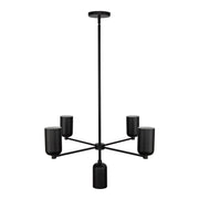 Kuzco Nola 31in 5-Light Chandelier | Modern Black Steel and Metal Shades | Dining Room & Living Room | 16.25 in H x 30.62 in Dia | Model CH57731-BK