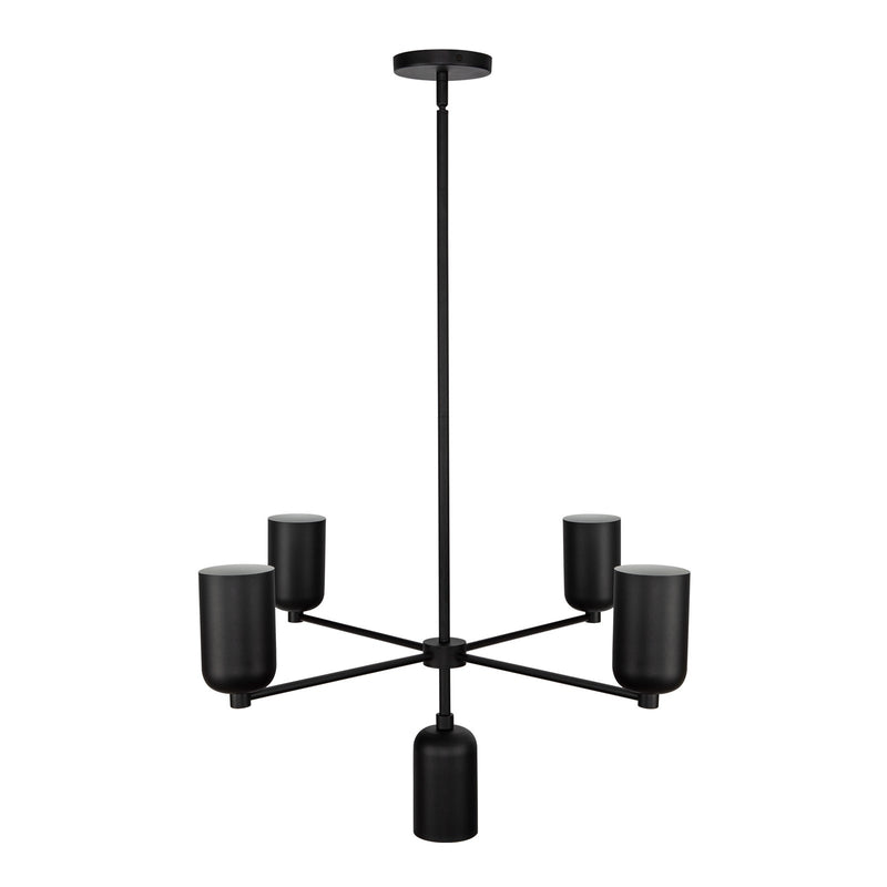 Kuzco Nola 31in 5-Light Chandelier | Modern Black Steel and Metal Shades | Dining Room & Living Room | 16.25 in H x 30.62 in Dia | Model CH57731-BK
