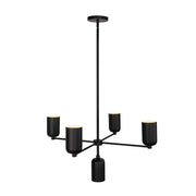 Kuzco Nola 31in 5-Light Chandelier | Modern Black Steel and Metal Shades | Dining Room & Living Room | 16.25 in H x 30.62 in Dia | Model CH57731-BK