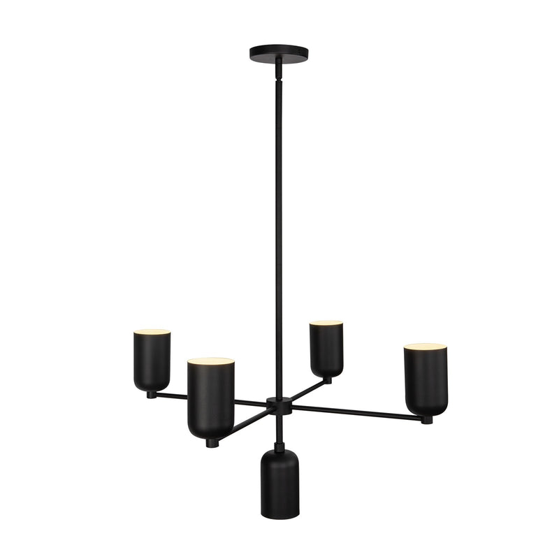 Kuzco Nola 31in 5-Light Chandelier | Modern Black Steel and Metal Shades | Dining Room & Living Room | 16.25 in H x 30.62 in Dia | Model CH57731-BK