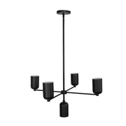 Kuzco Nola 31in 5-Light Chandelier | Modern Black Steel and Metal Shades | Dining Room & Living Room | 16.25 in H x 30.62 in Dia | Model CH57731-BK